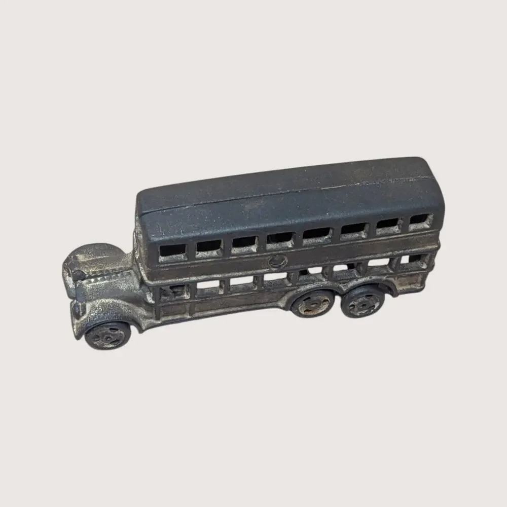 Vintage Cast Iron Double Decker Bus Toy